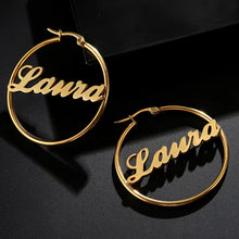 Load image into Gallery viewer, Custom Made 18K Gold Plated Sterling Silver Name Earrings