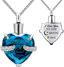 Load image into Gallery viewer, Month of URN Cremation Necklaces pendant for Ashes "Always in My Heart"