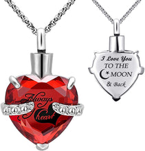 Load image into Gallery viewer, Month of URN Cremation Necklaces pendant for Ashes "Always in My Heart"