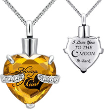 Load image into Gallery viewer, Month of URN Cremation Necklaces pendant for Ashes "Always in My Heart"