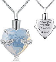 Load image into Gallery viewer, Month of URN Cremation Necklaces pendant for Ashes "Always in My Heart"