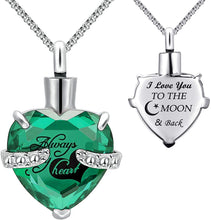 Load image into Gallery viewer, Month of URN Cremation Necklaces pendant for Ashes "Always in My Heart"