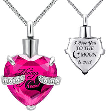 Load image into Gallery viewer, Month of URN Cremation Necklaces pendant for Ashes "Always in My Heart"
