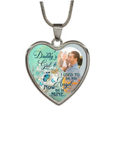 Load image into Gallery viewer, New Type Of Personalized Girl & dad Green Memorial Heart Photo Necklace