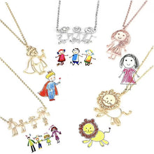 Load image into Gallery viewer, 18K Gold Plated Stainless Steel DIY Kids Drawings into Necklace o Keychain
