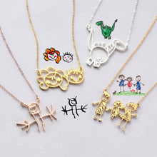Load image into Gallery viewer, 18K Gold Plated Stainless Steel DIY Kids Drawings into Necklace o Keychain
