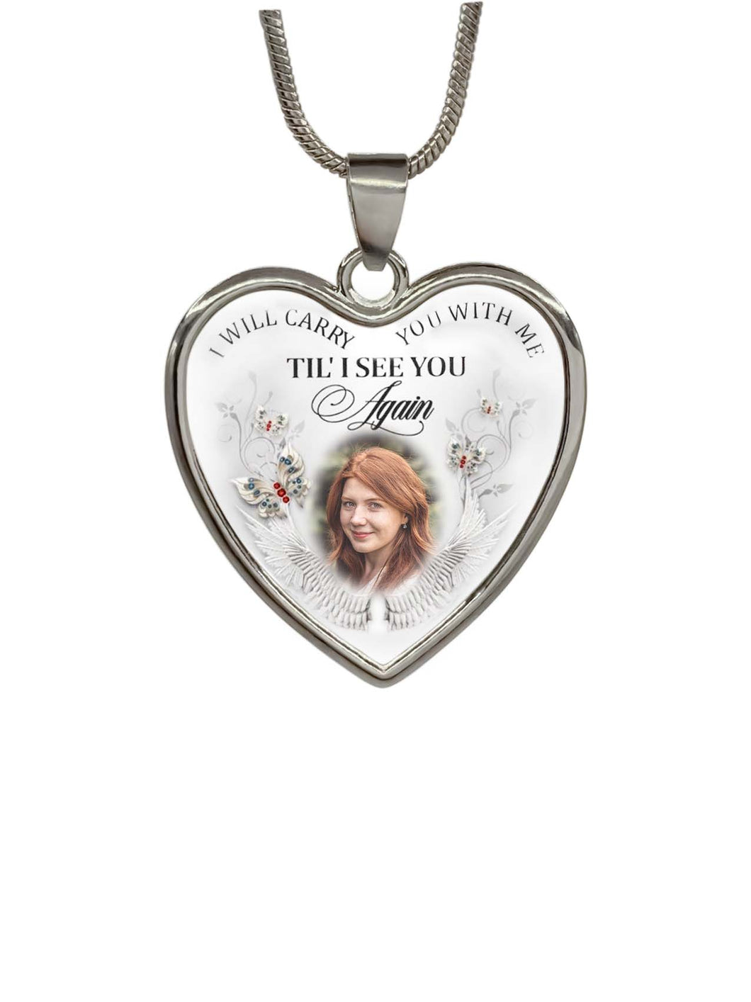 New Type Of Personalized Carry You With Me Memorial Heart Photo Necklace