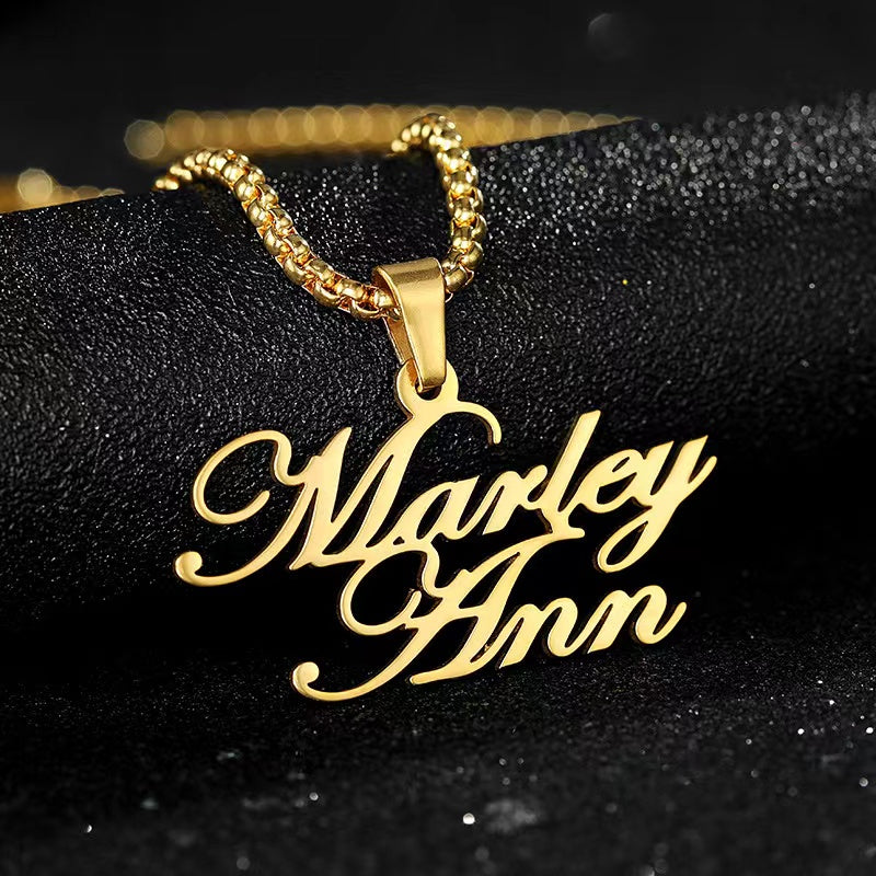 Custom Made18K Gold Plated Sterling Silver Double Layer Name Necklace