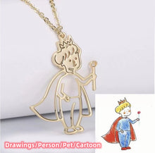 Load image into Gallery viewer, 18K Gold Plated Stainless Steel DIY Kids Drawings into Necklace o Keychain
